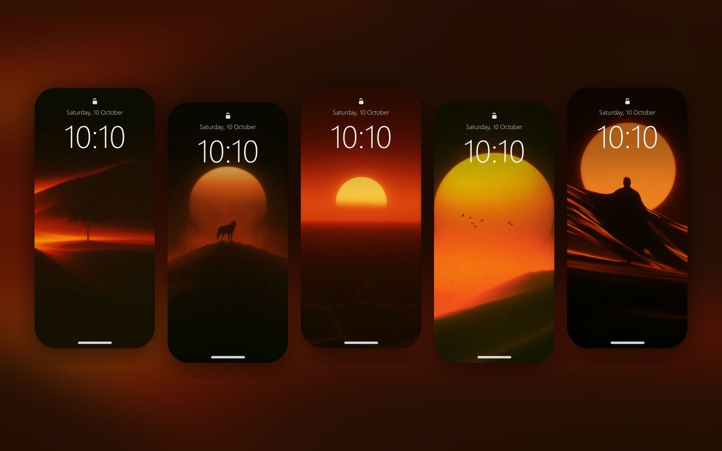 Desert Wallpaper Pack on five phone lock screens